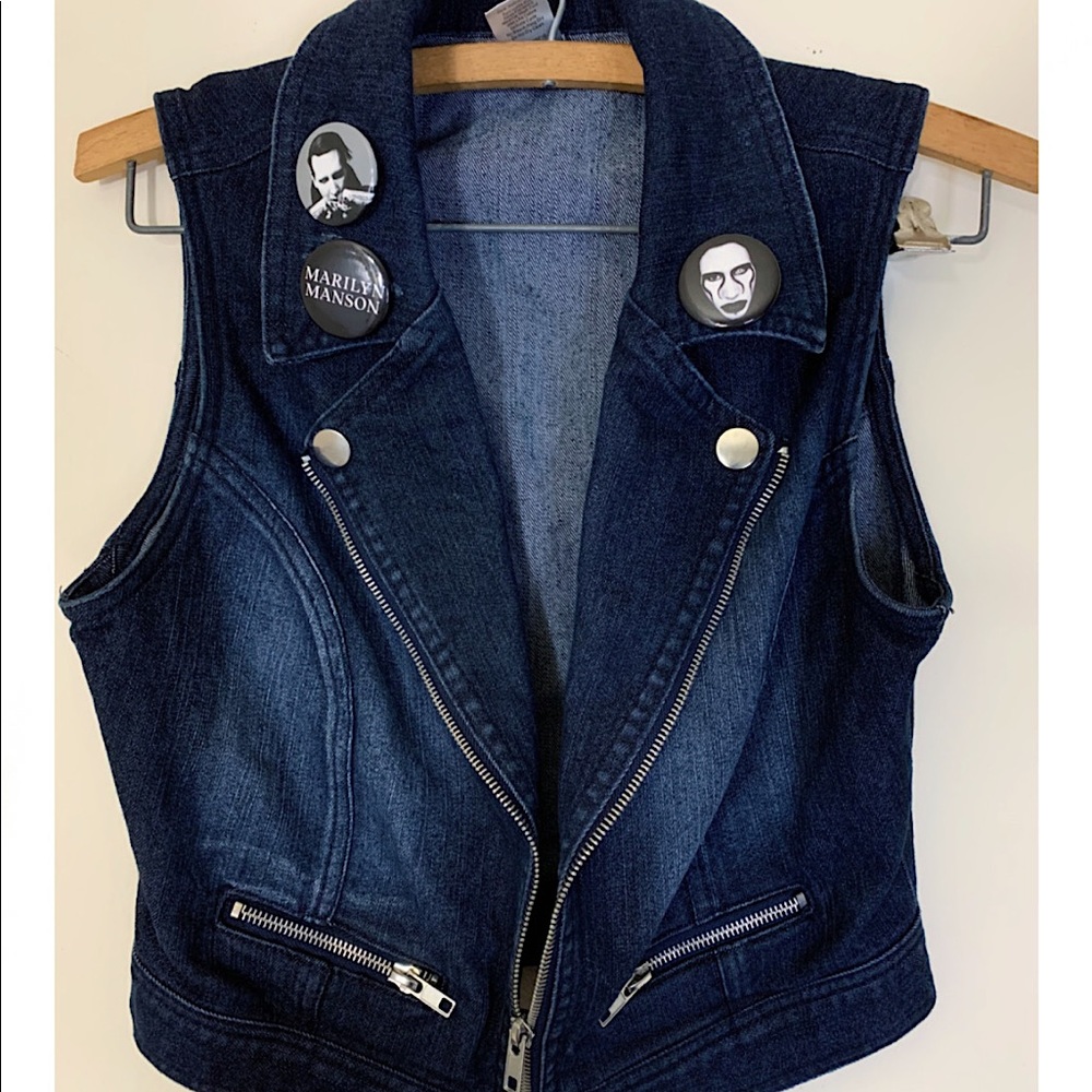Marilyn Manson Pin Cropped Moto Vest